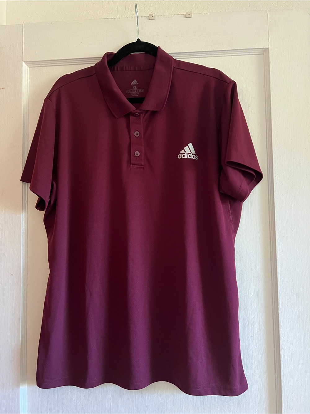 adidas Men's Maroon Polo with White Logo